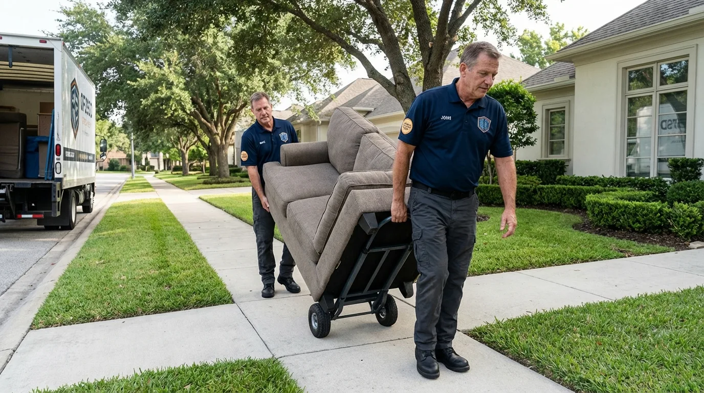 Local residential moving crew loading furniture in Altavista, VA